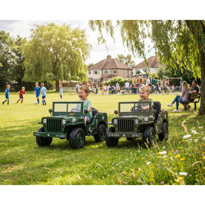 Elektrische Leger-Jeep 4X4 12Volt Olijf Groen 1 persoons