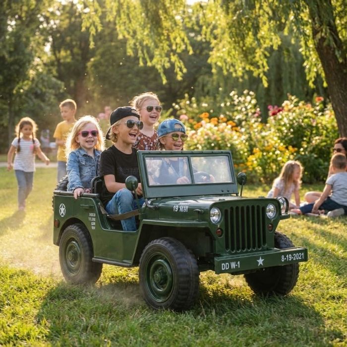Elektrische Leger-Jeep 4X4 24 Volt 3 Persoons
