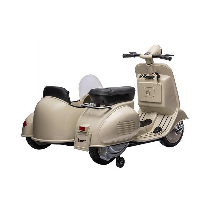Elektrische Vespa Kind met Zijspan beige 12 Volt