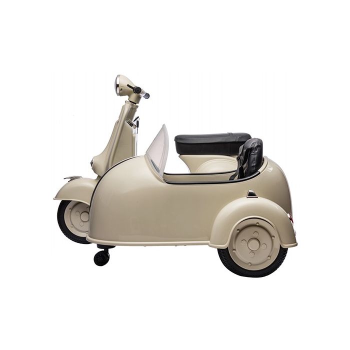 Elektrische Vespa Kind met Zijspan beige 12 Volt