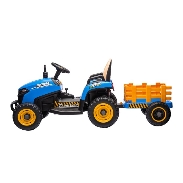 Kinder Accu Tractor Labor met aanhanger Blauw 24V