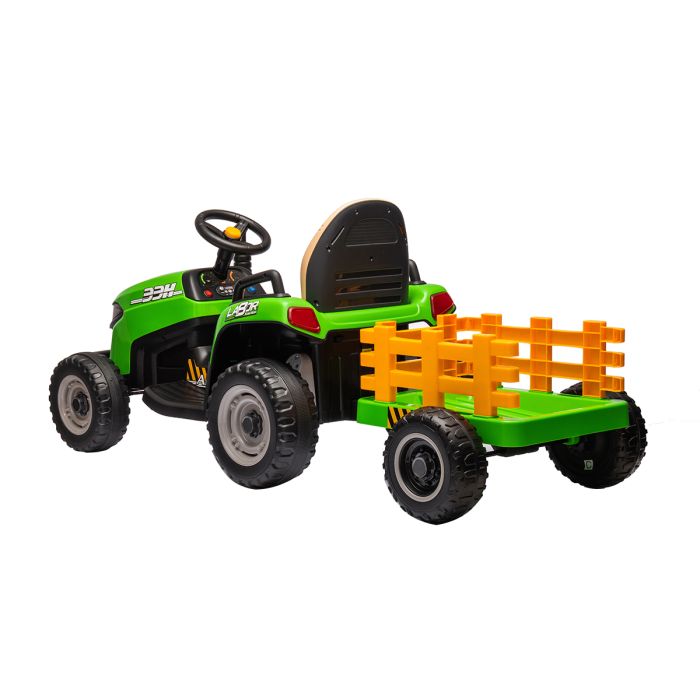 Kinder Accu Tractor Labor met aanhanger Groen 24V