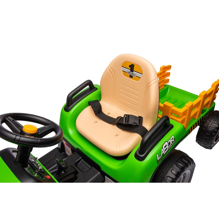 Kinder Accu Tractor Labor met aanhanger Groen 24V