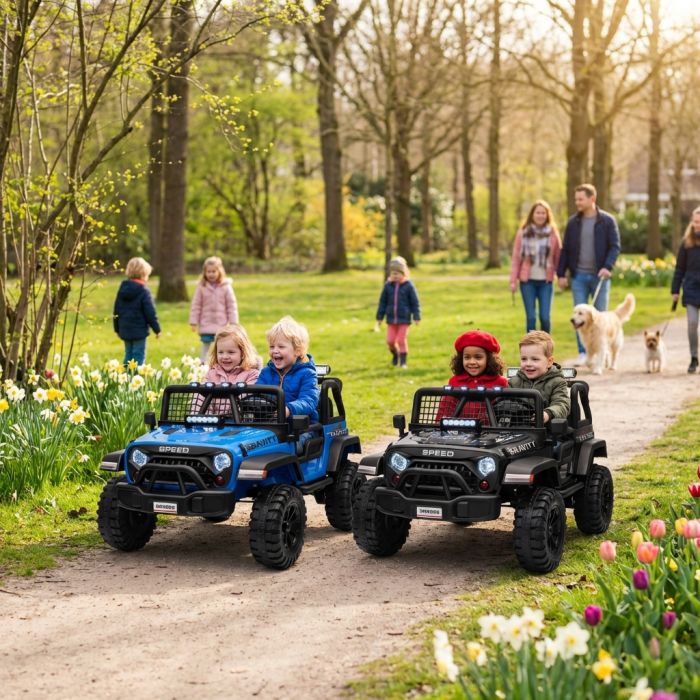 Elektrische kinderjeep Gravity Blauw 24Volt 4X4 2 persoons