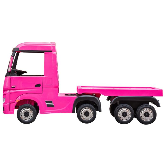 Accu Kindervrachtwagen Mercedes Actros Truck met Trailer 4X4 Roze