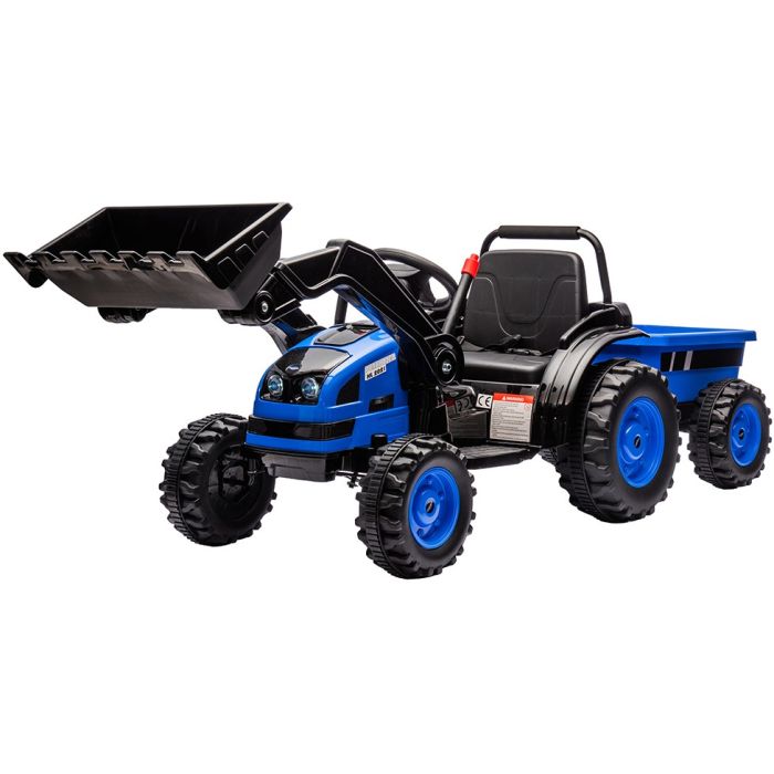 Kinder Accu Tractor met loader en aanhanger Blauw