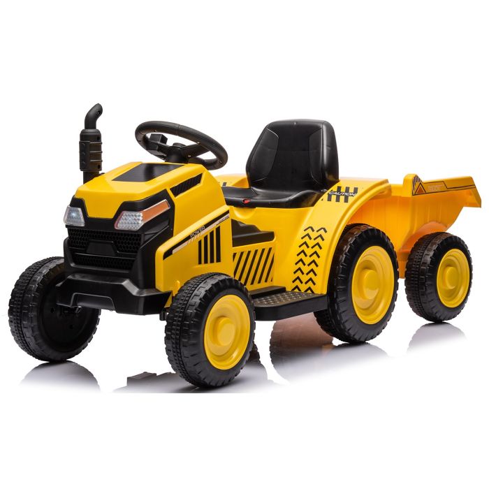 Elektrische Mini Tractor Power met aanhanger Geel 12V