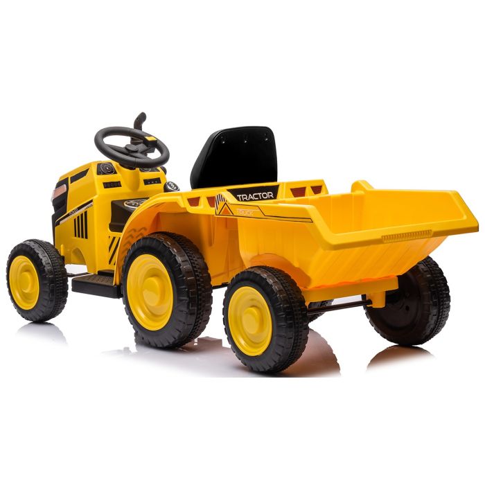 Elektrische Mini Tractor Power met aanhanger Geel 12V