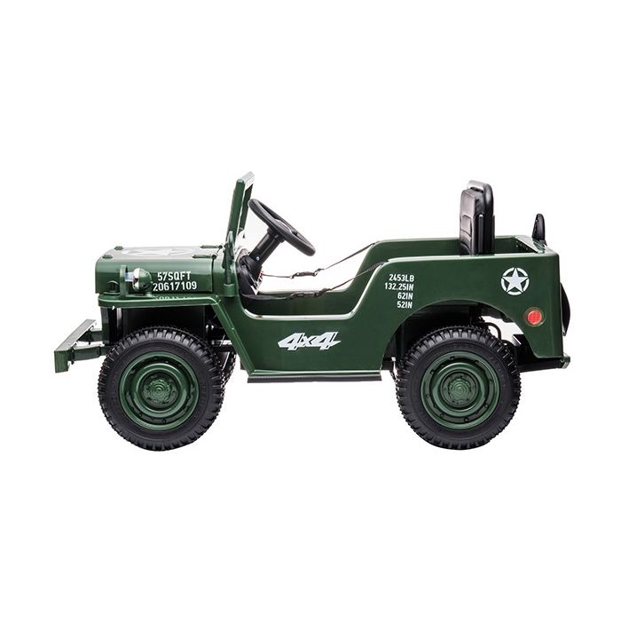 Elektrische Leger-Jeep 4X4 12Volt Donker Groen 1 persoons