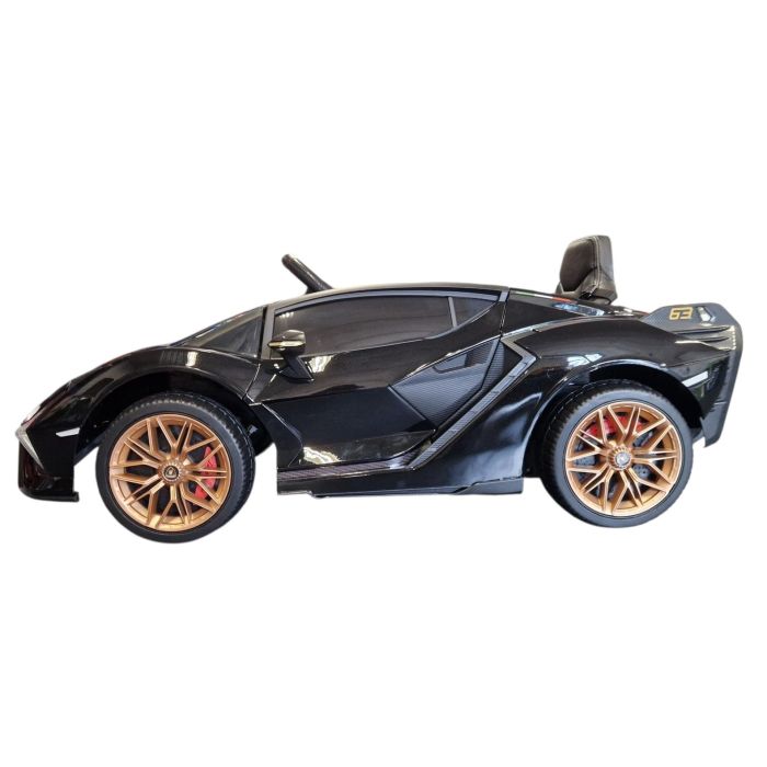 Elektrische Kinderauto Lamborghini Sian Zwart Metallic 4X4 12Volt Vleugeldeuren