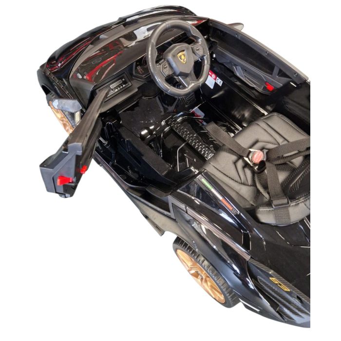 Elektrische Kinderauto Lamborghini Sian Zwart Metallic 4X4 12Volt Vleugeldeuren