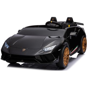 Elektrische Kinderauto Lamborghini Huracan Performante Spyder Zwart Metallic 4X4 24Volt 2 Persoons
