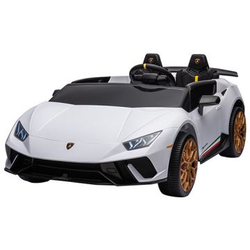Elektrische Kinderauto Lamborghini Huracan Performante Spyder Wit 4X4 24Volt 2 Persoons