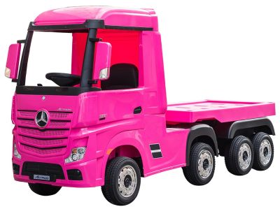 Accu Kindervrachtwagen Mercedes Actros Truck met Trailer 4X4 Roze